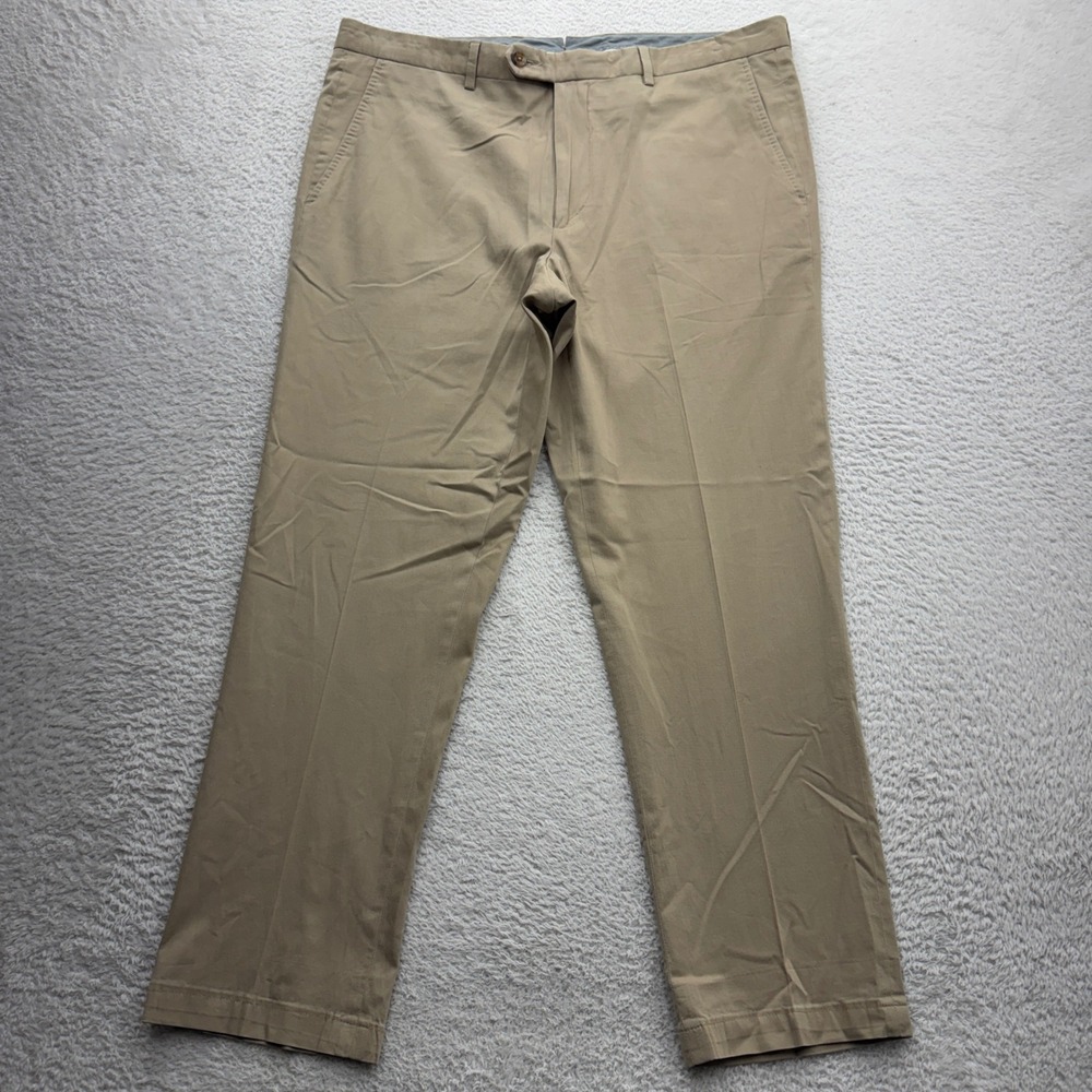 Peter Millar Collection Perfect Poplin Pants Mens 36 Khaki Tan Cotton Silk Blend